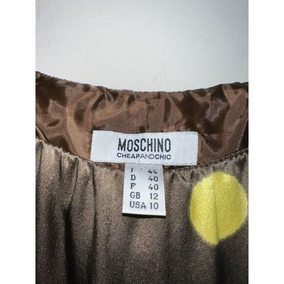 MOSCHINO Black Double Layered Multicolor Polkadot 100% Silk Mini Dress S… - Picture 6 of 8